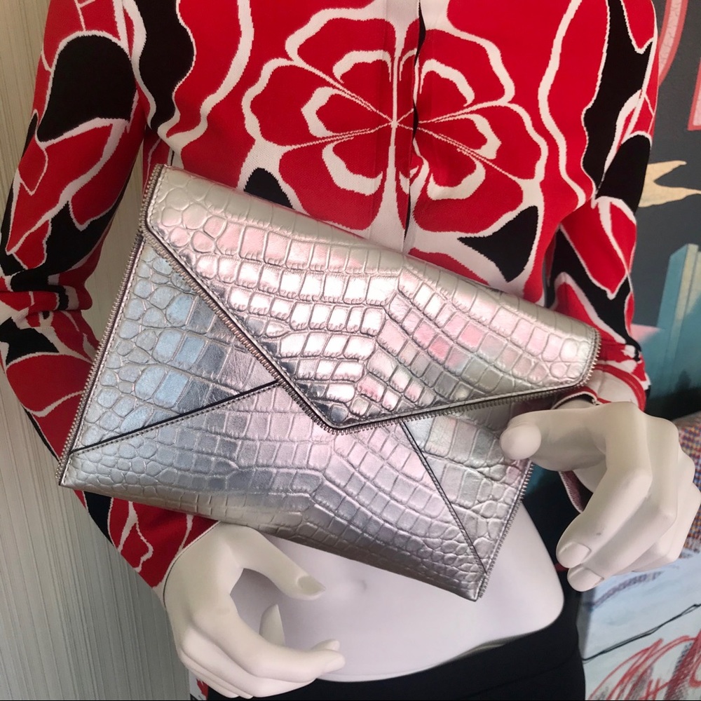 REBECCA MINKOFF Croc Embossed Leather Envelope - Picture 7 of 7